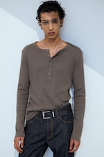 Dark Mole - Long-Sleeved Henley T-shirt - 0