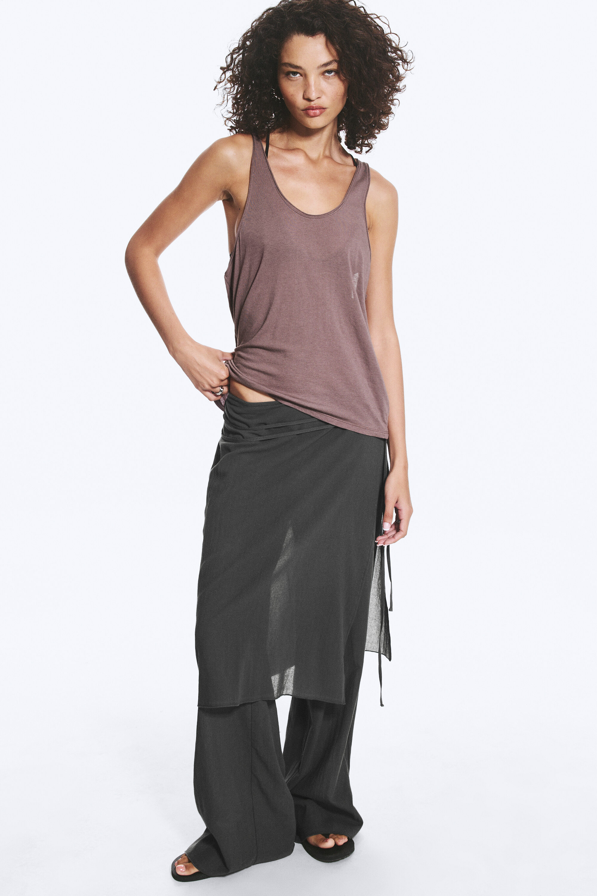relaxed sheer tank top - Dusty Lilac | Weekday WW