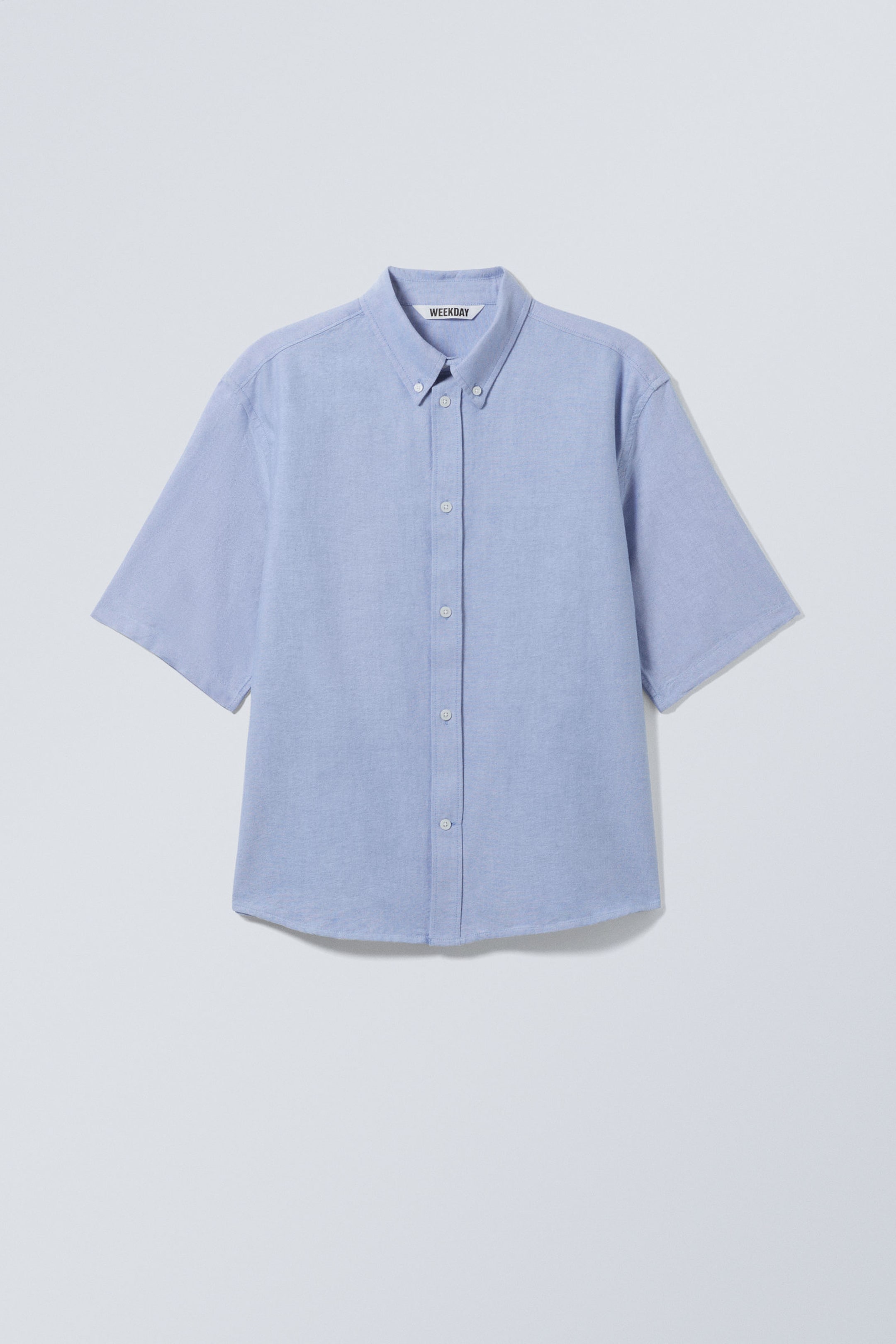 Light Dusty Blue - Loose Fit Short-Sleeved Button-down Shirt - 3