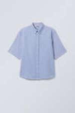 Light Dusty Blue - Loose Fit Short-Sleeved Button-down Shirt - 3