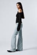 Snow Blue - Light Blue - Flame Low Rise Slim Flared Leg Jeans - 2