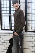 Washed Dark Brown - Ribbed Long-Sleeved T-shirt - 2