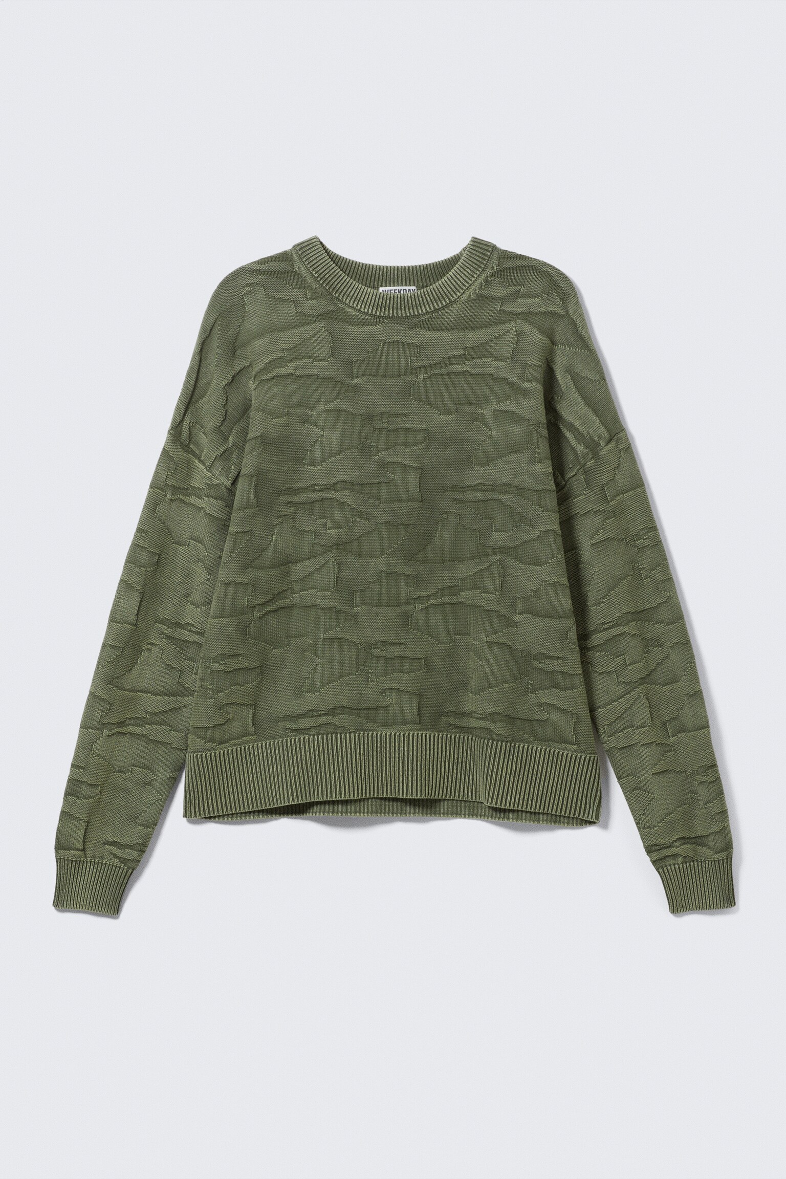 Oversized Graphic Cotton Knit Sweater - Structured Dark Green/Black/Black - 2
