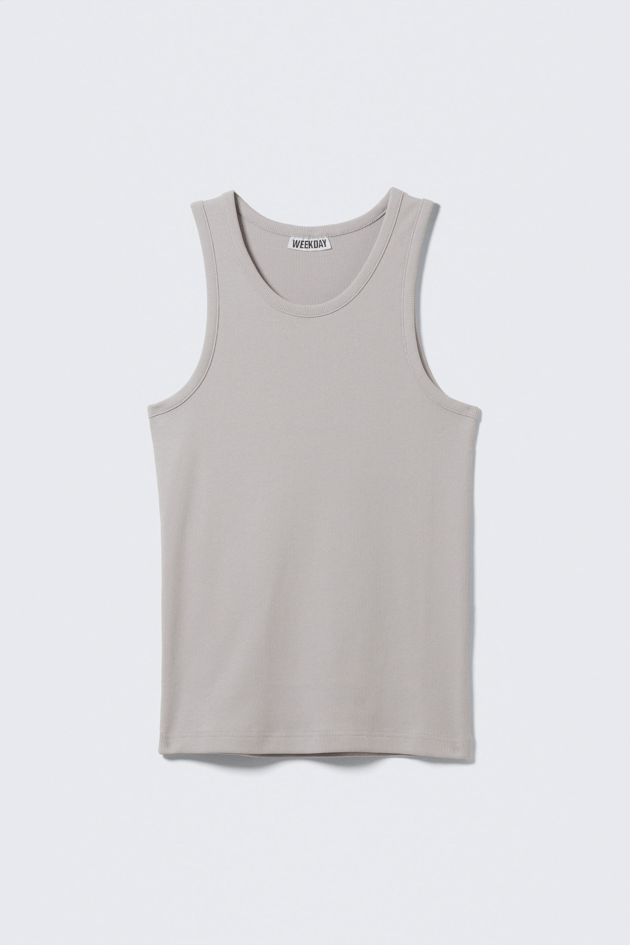 Hellgrau - Geripptes Tanktop mit normaler Passform - 3