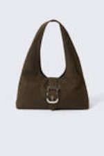 Braun - Strukturierte Shoulder Bag aus Canvas mit Schnalle - 0