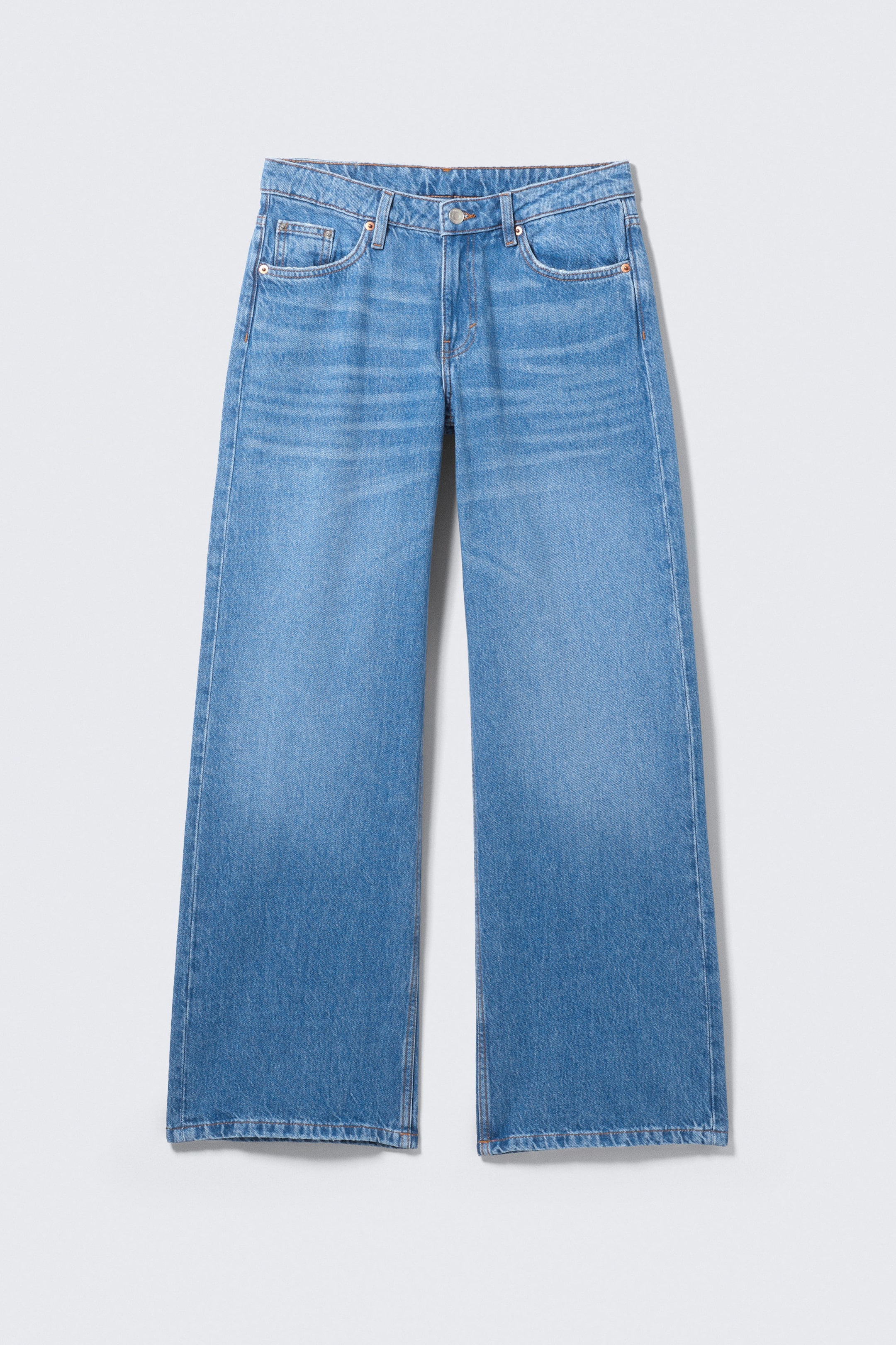 Kallithea Blue - Medium Blue - Imoo Low Rise Loose Wide Leg Jeans - 1