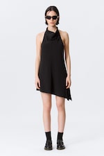 Black - Draped Halter Cowl Neck Midi Dress - 0