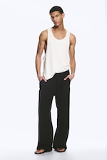 Black - Wide Pyjama Cotton Trousers - 0