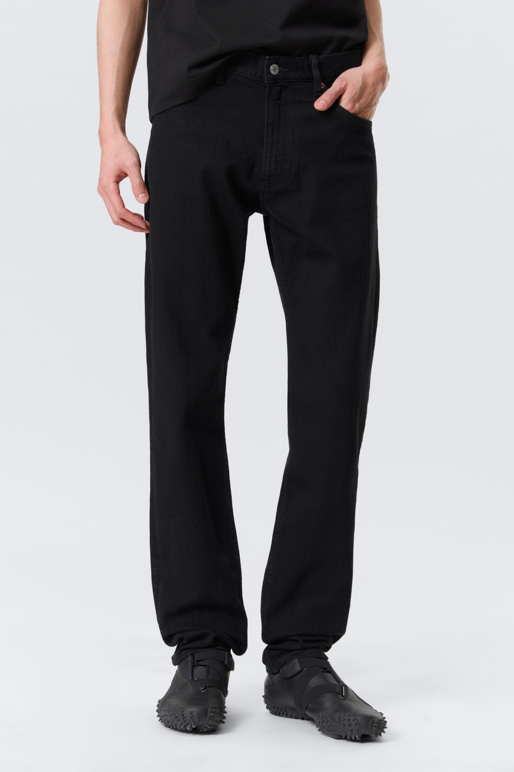 Black Rinse - Black - Orion Mid Rise Slim Fit Straight Leg Jeans - 2