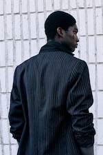 Striped Black - Single-breasted wool-blend blazer - 4