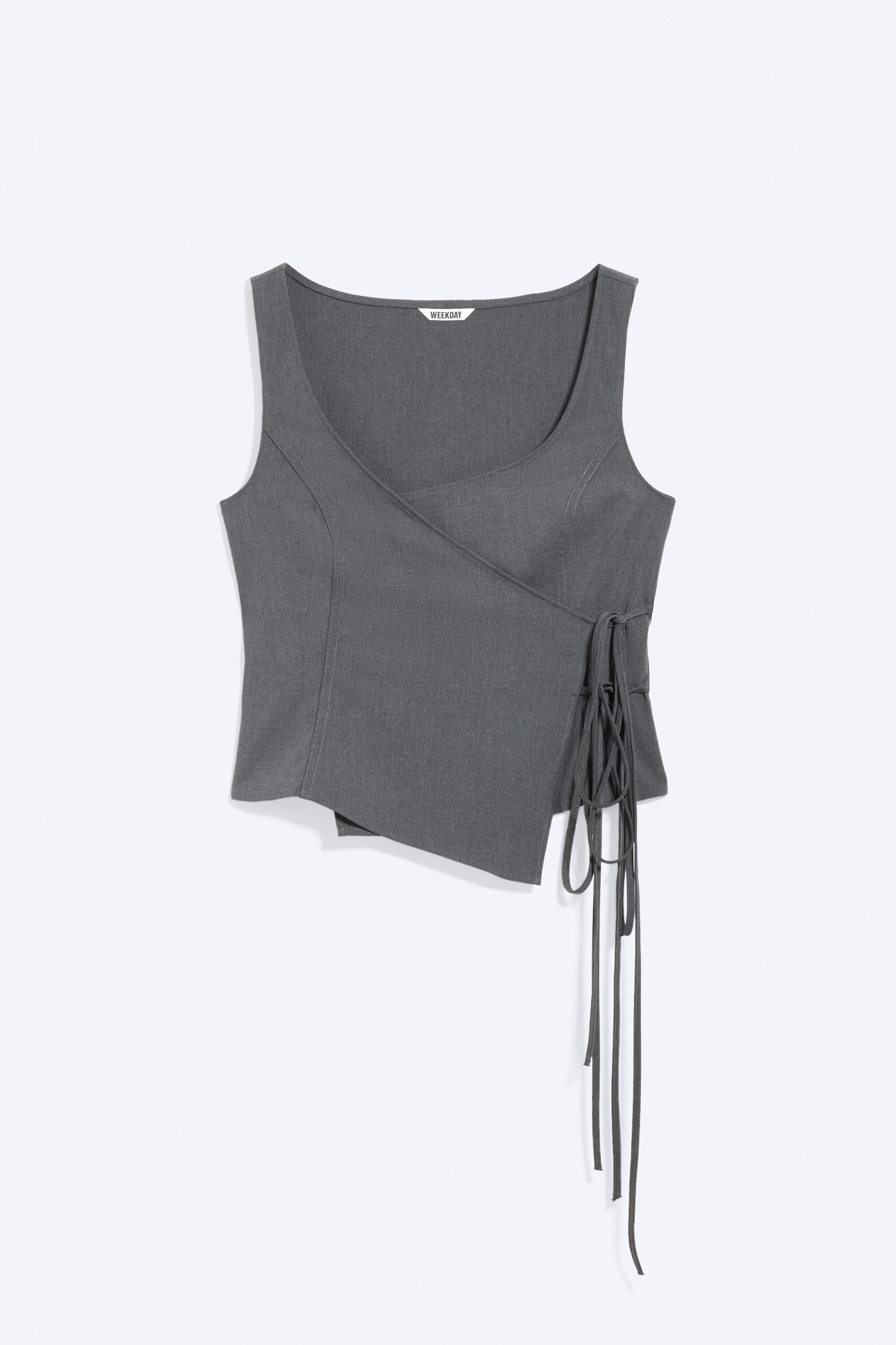 Dark Grey Melange - Asymmetric Wrap Strap Top - 1