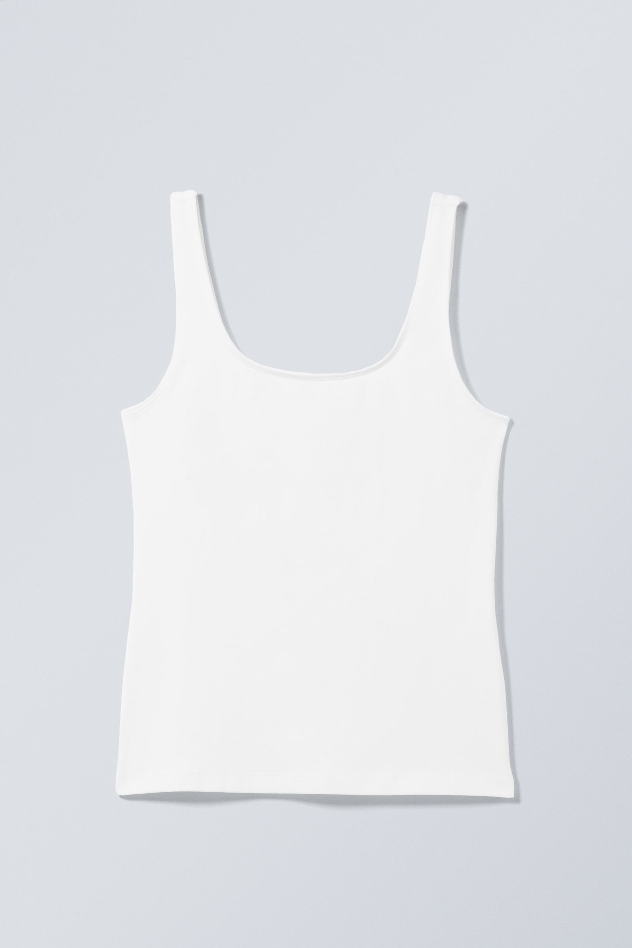 White - Fitted Square Neck Tank Top - 3