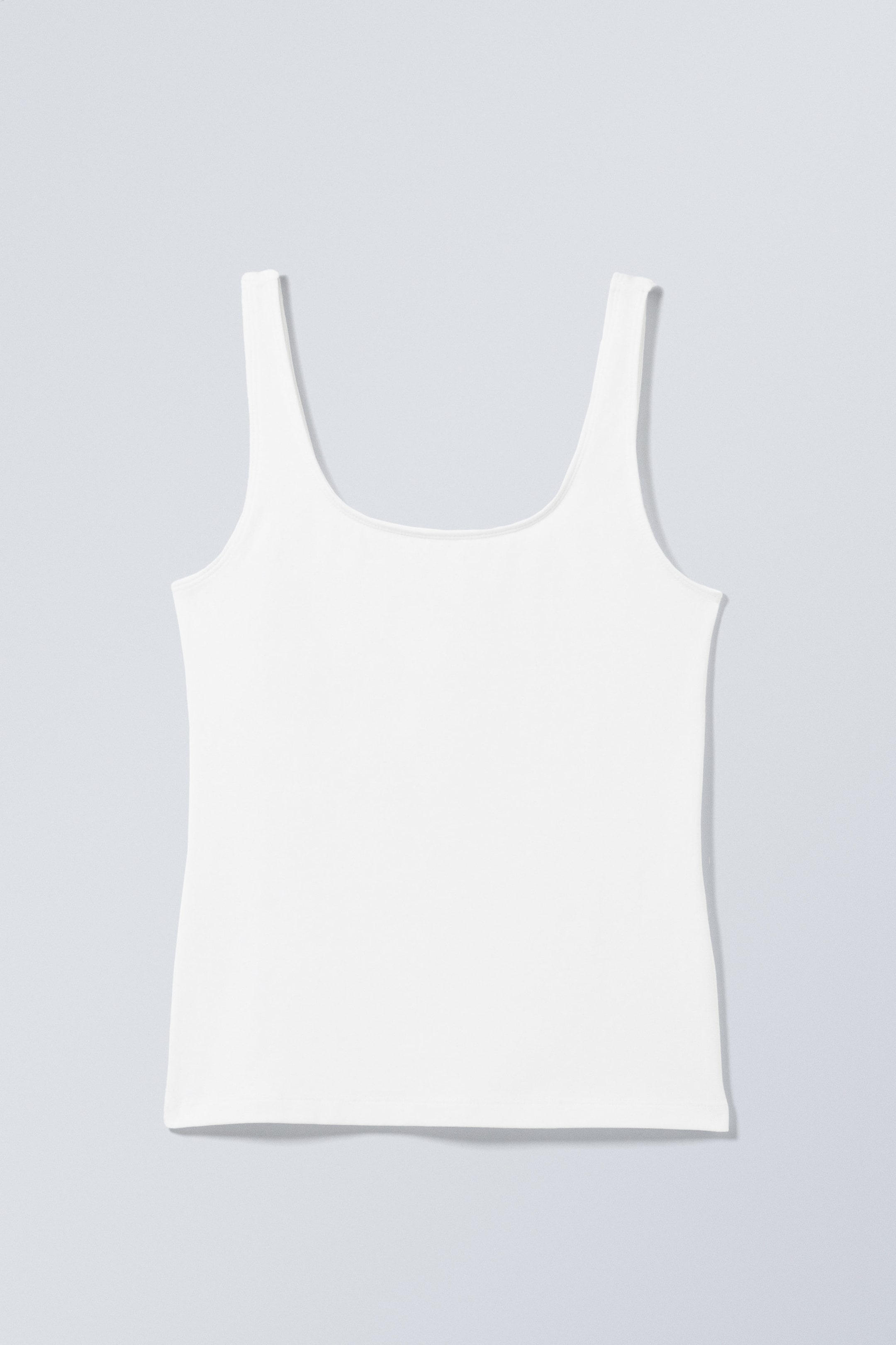 White - Fitted Square Neck Tank Top - 3