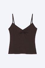 Dunkelbraun - Trägertop mit V-Ausschnitt - 3