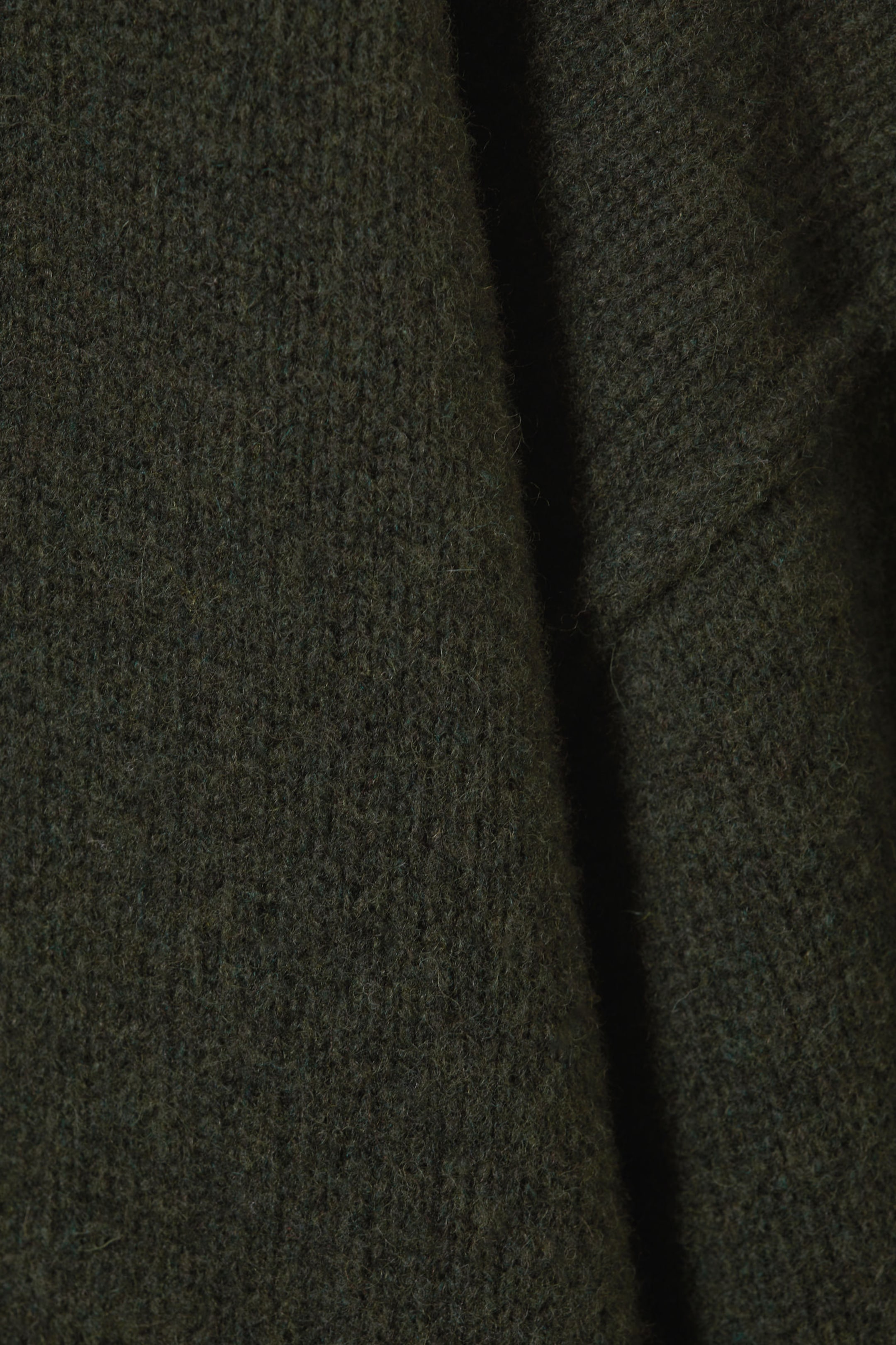 Dark Green Melange - Loose Knitted Wool Sweater - 1