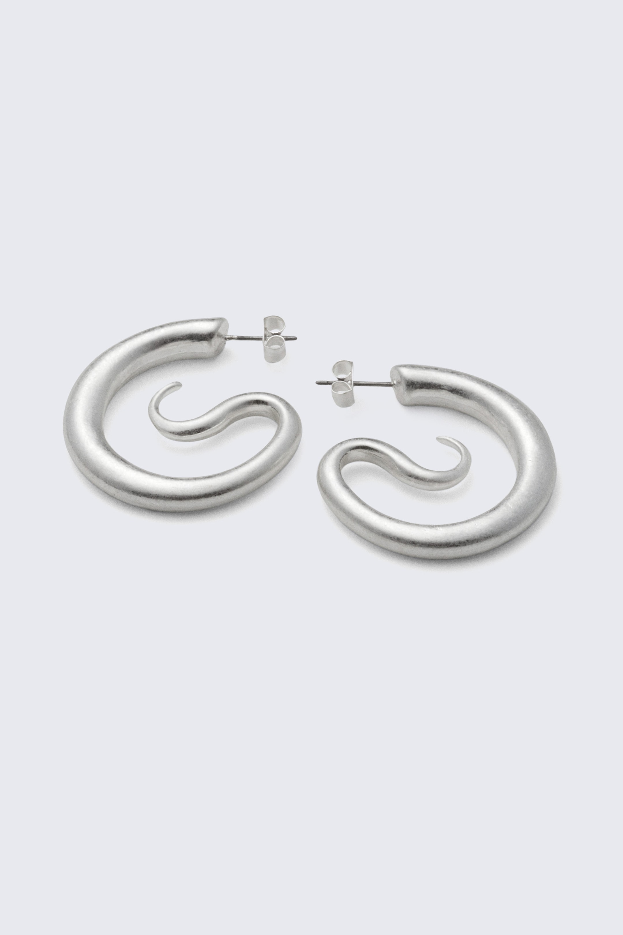 Silver - Swirly Pin Earrings