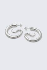 Silver - Swirly Pin Earrings - 0