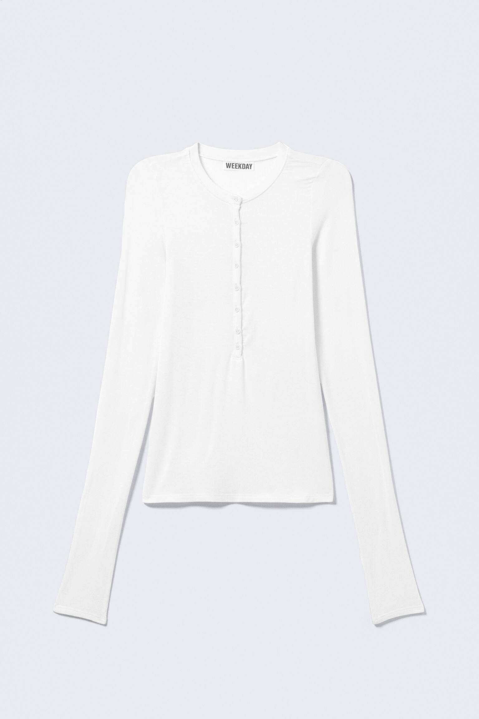 SCHMALES LANGARM-TOP MIT KNÖPFEN - Weiß/Grau meliert/Schwarz - 2