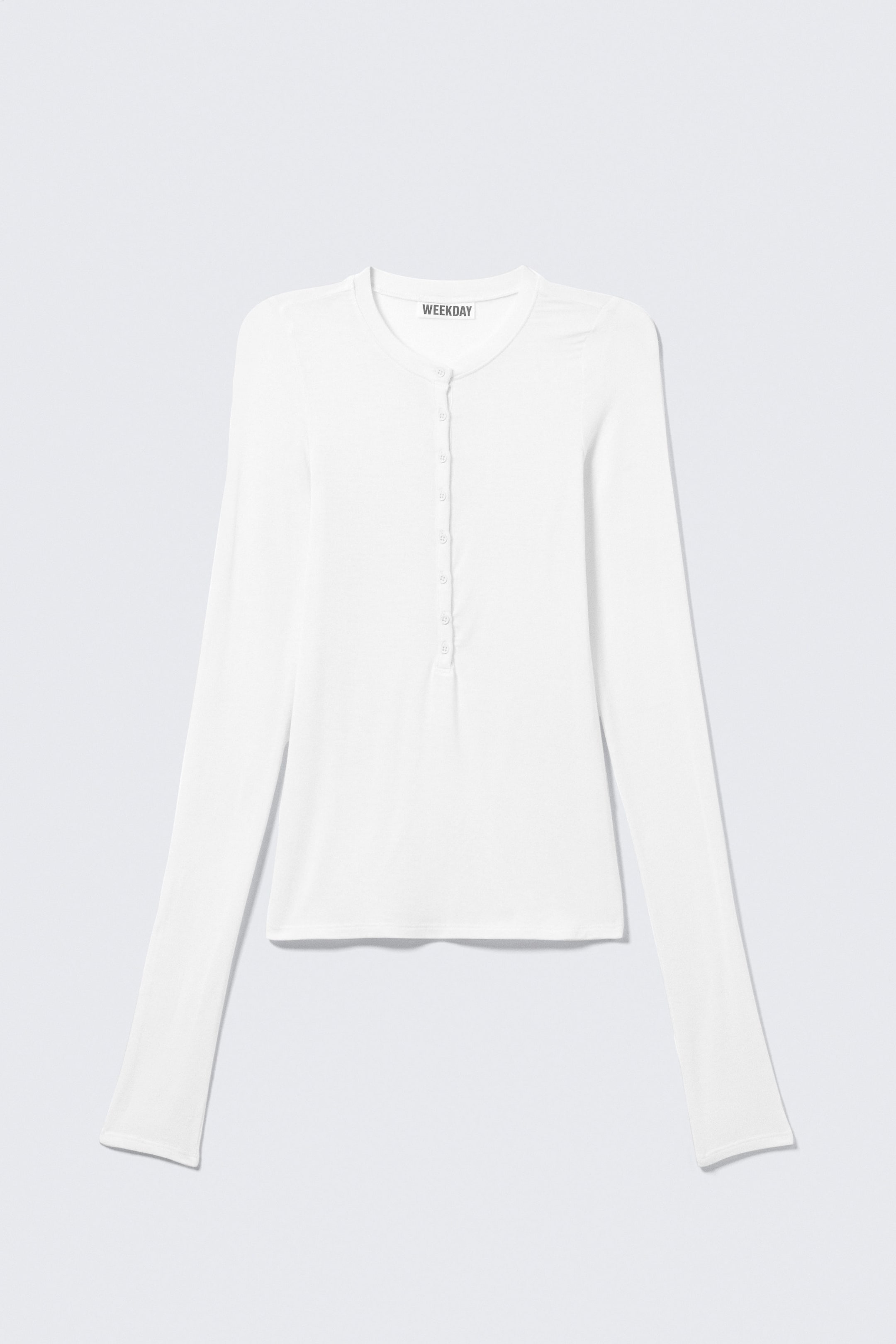 White - Slim Long-Sleeved Henley Top - 3