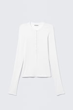 White - Slim Long-Sleeved Henley Top - 3