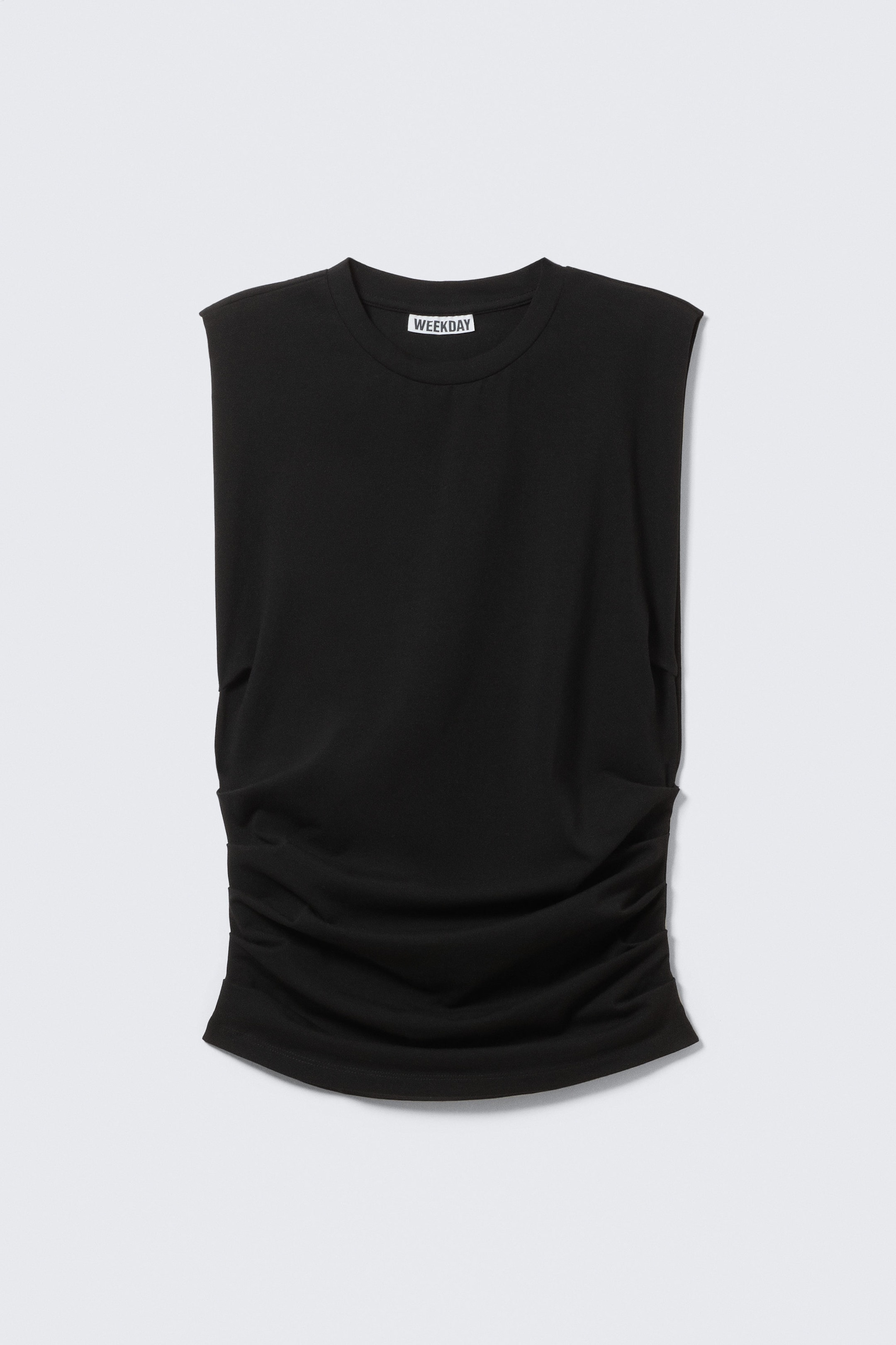 Schwarz - Tanktop mit Raffungen - 3