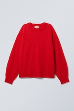 Rot - Relaxter Strickpullover - 0