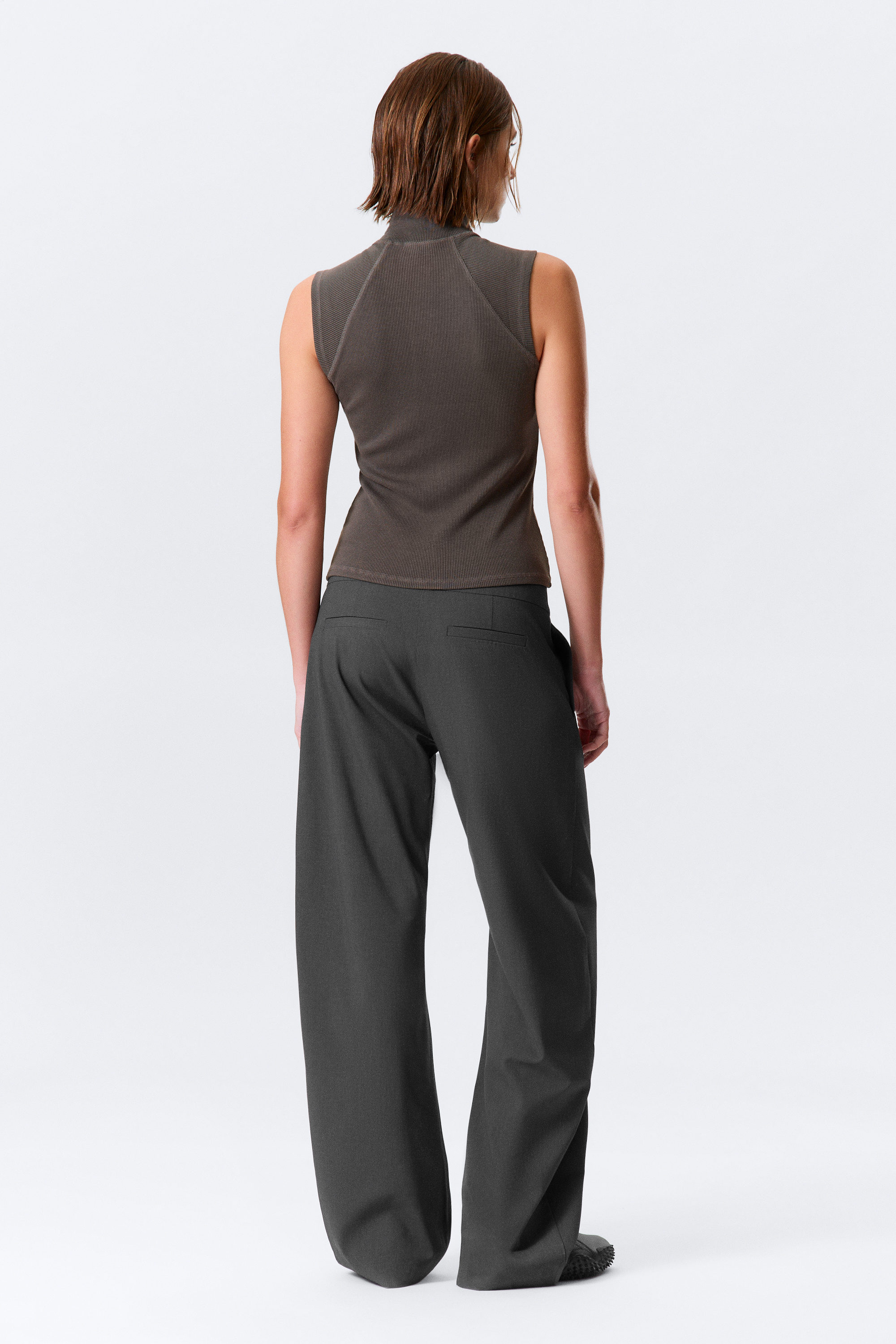 Gris foncé - Ribbed Mock Neck Zip Top - 5