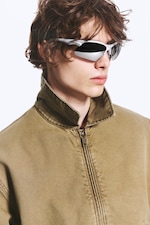 Grau - Reflektierende Gläser - Sportliche, markante Sonnenbrille - 0