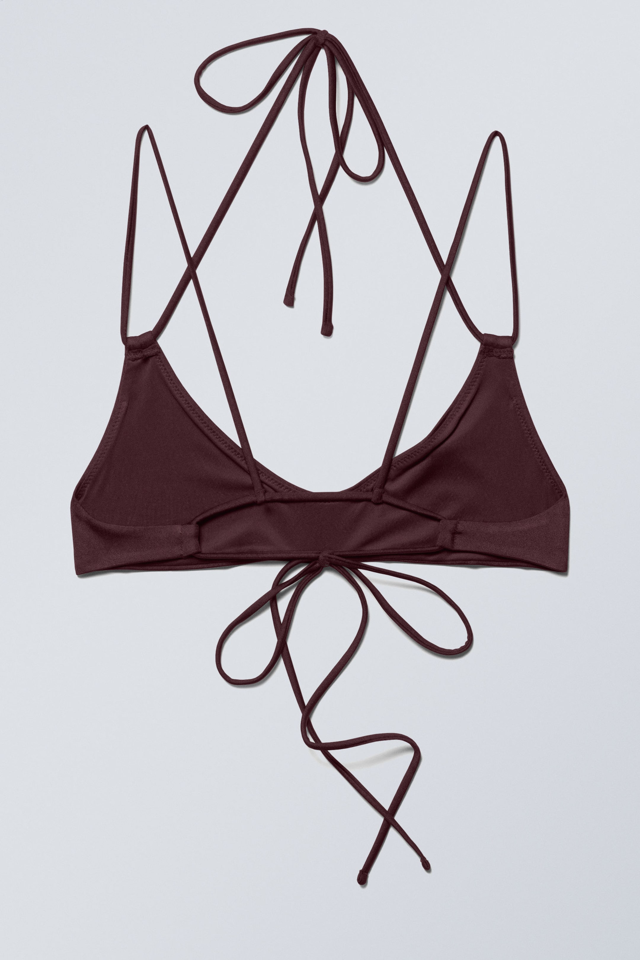 Dark Red - Strappy Bikini Top - 2