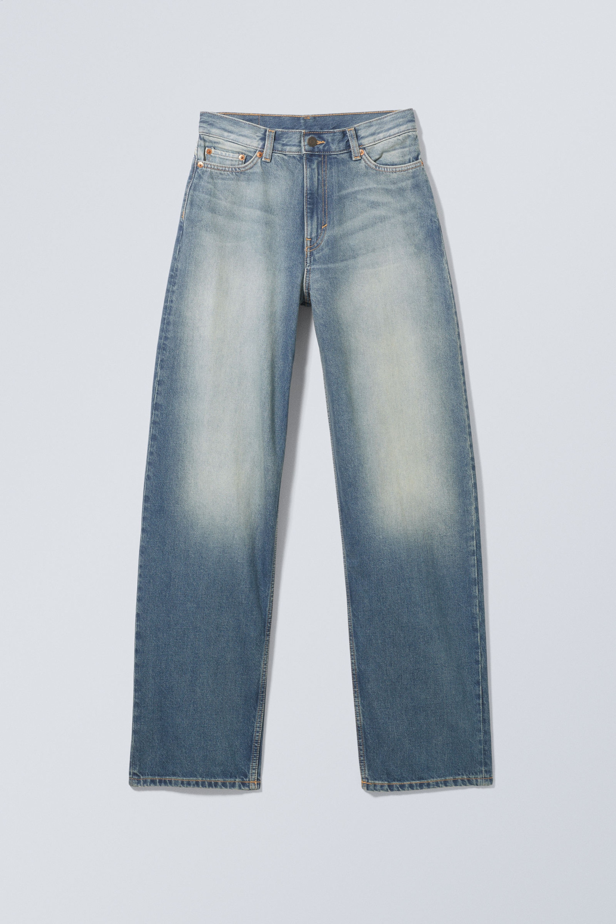 Jackpot Blue - Medium Blue - Rail Mid Rise Loose Wide Leg Jeans - 5