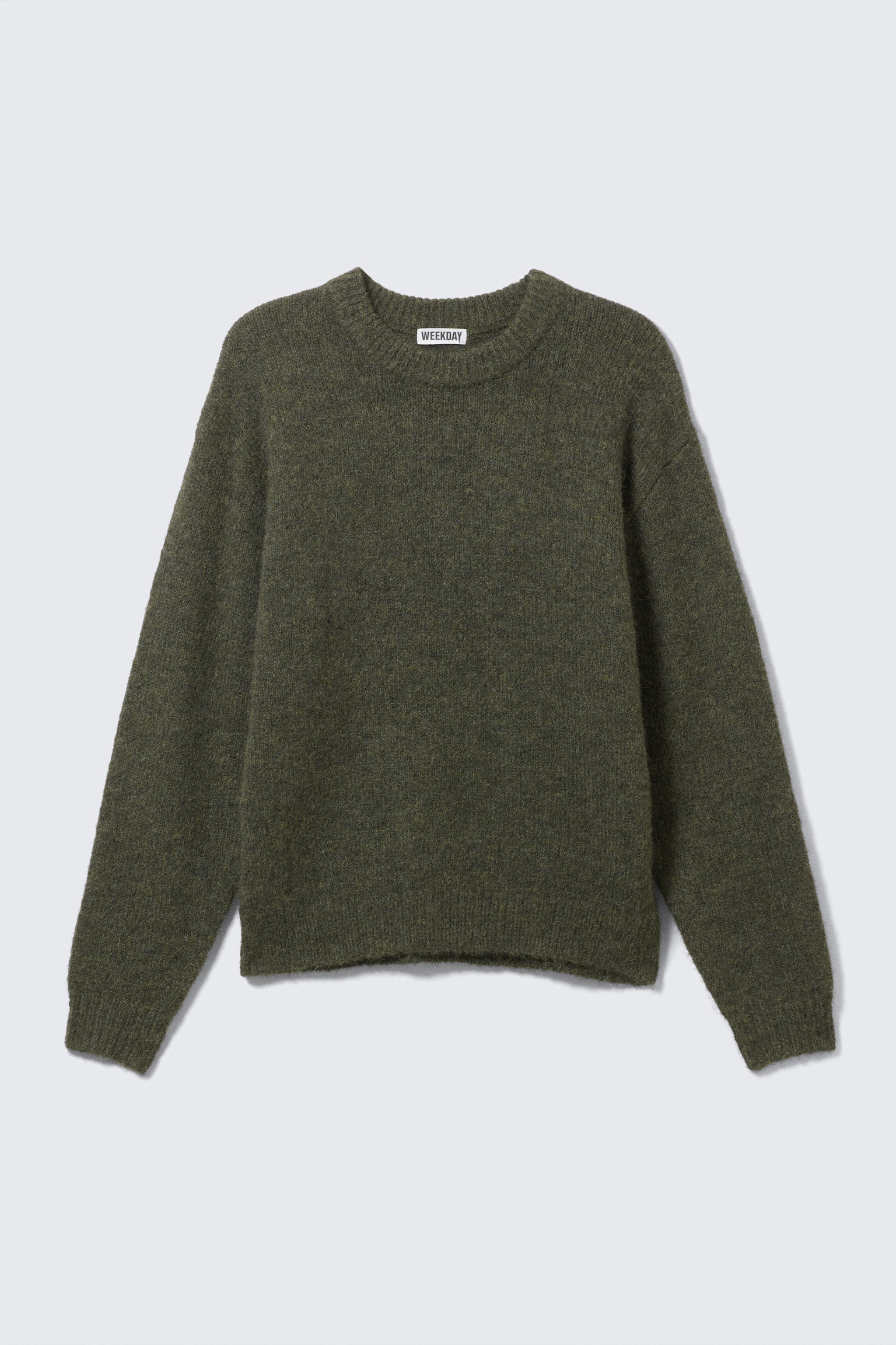 Regular Knitted Wool-Blend Sweater - Dark Green/Dark Grey - 2