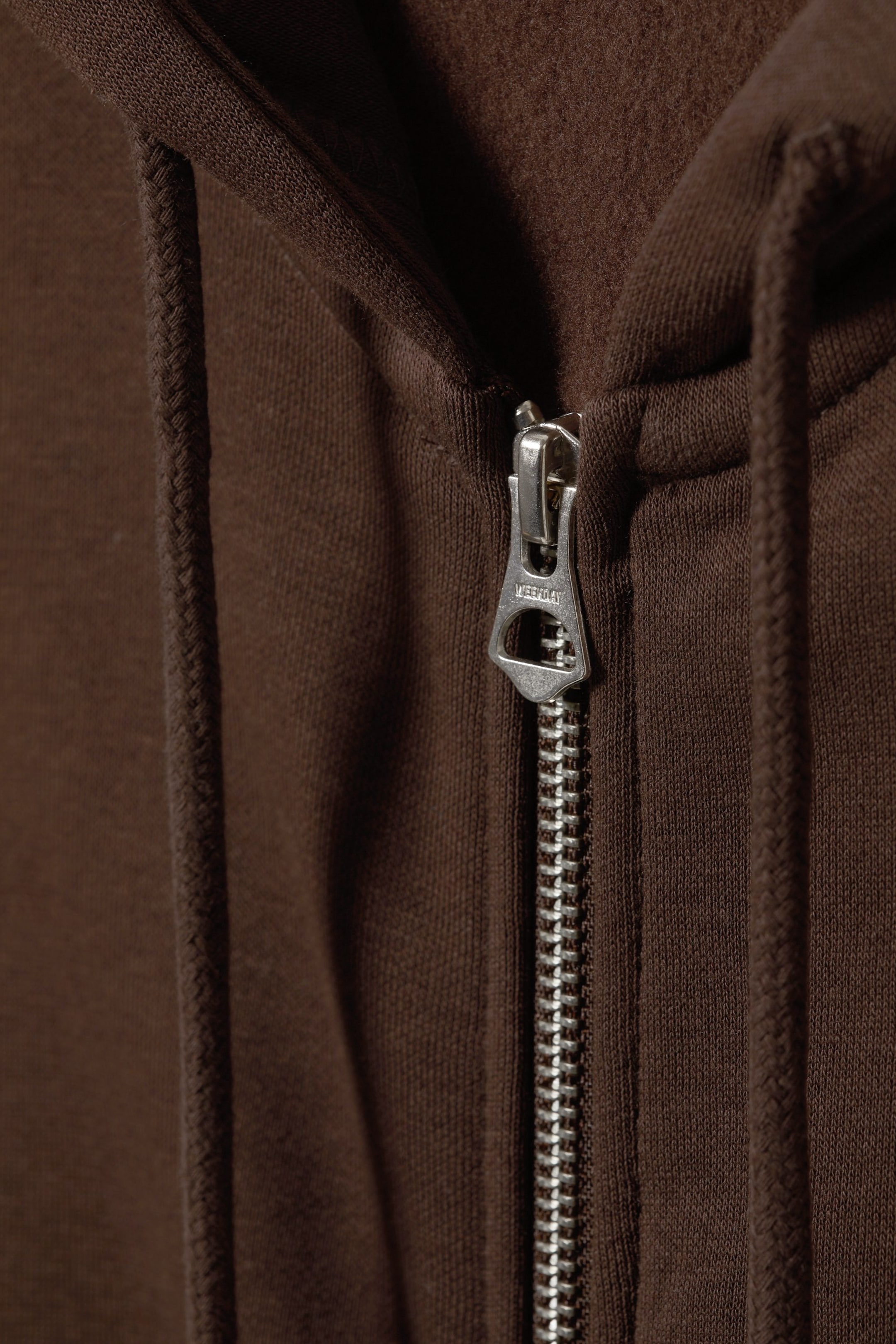 Brown - Oversized Midweight Zip Hoodie - 1
