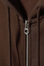 Brown - Oversized Midweight Zip Hoodie - 1
