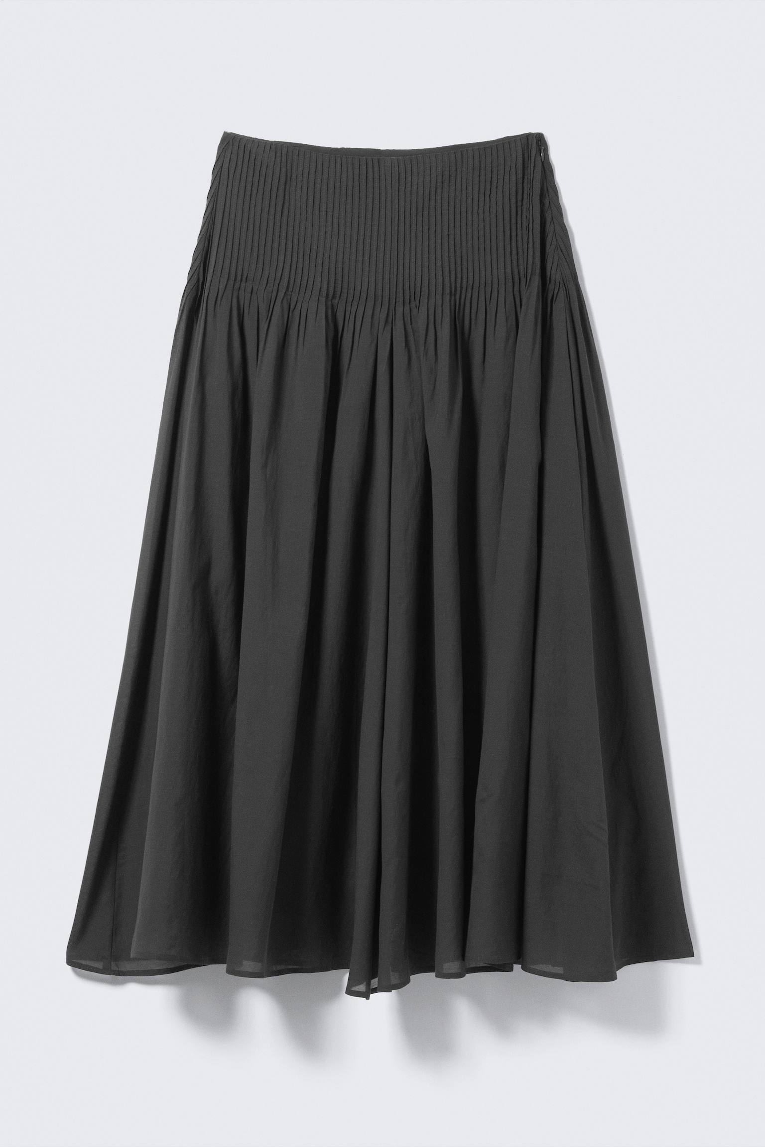 Jupe longue plissée taille mi-haute - Gris foncé - 2