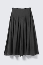 Dark Grey - Pleated Mid Rise Maxi Skirt - 0