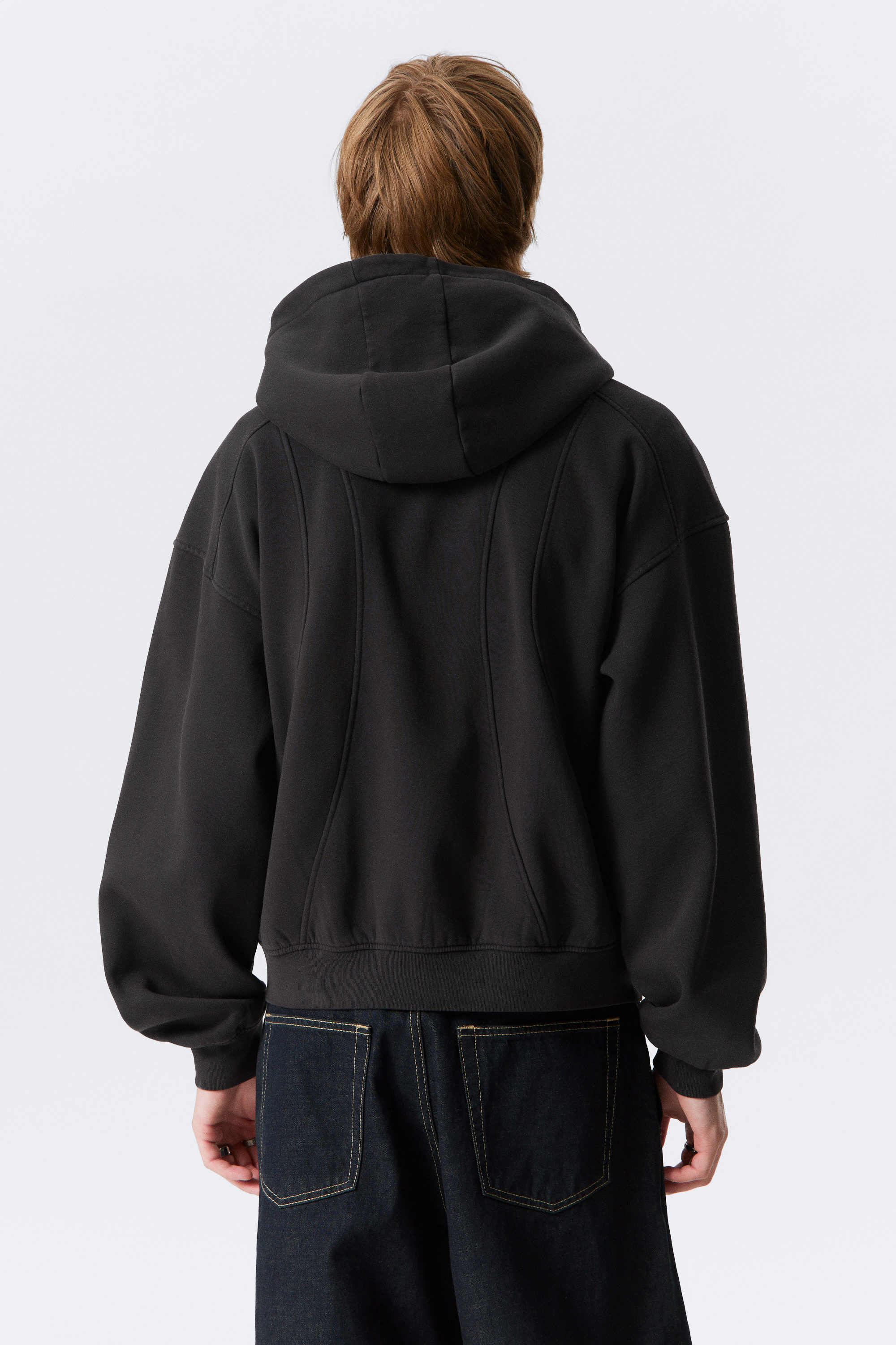 Washed Black – Zwart - Hoodie met geblokte rits - Loose Fit - 2