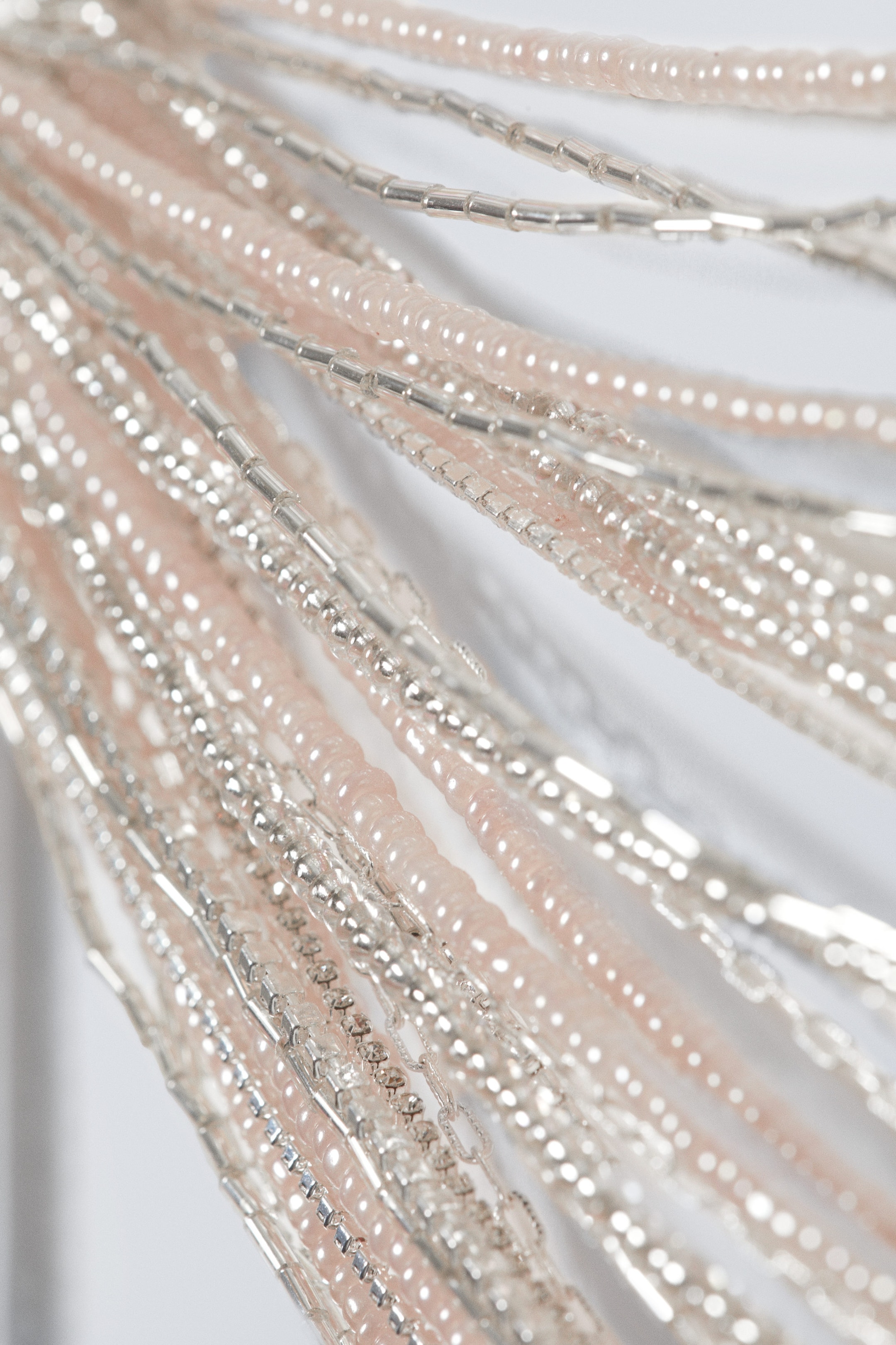 Silver/Pearl - Layered Beaded Belly Chain - 2