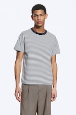 White - Striped Navy - Klassiek boxy T-shirt - 0