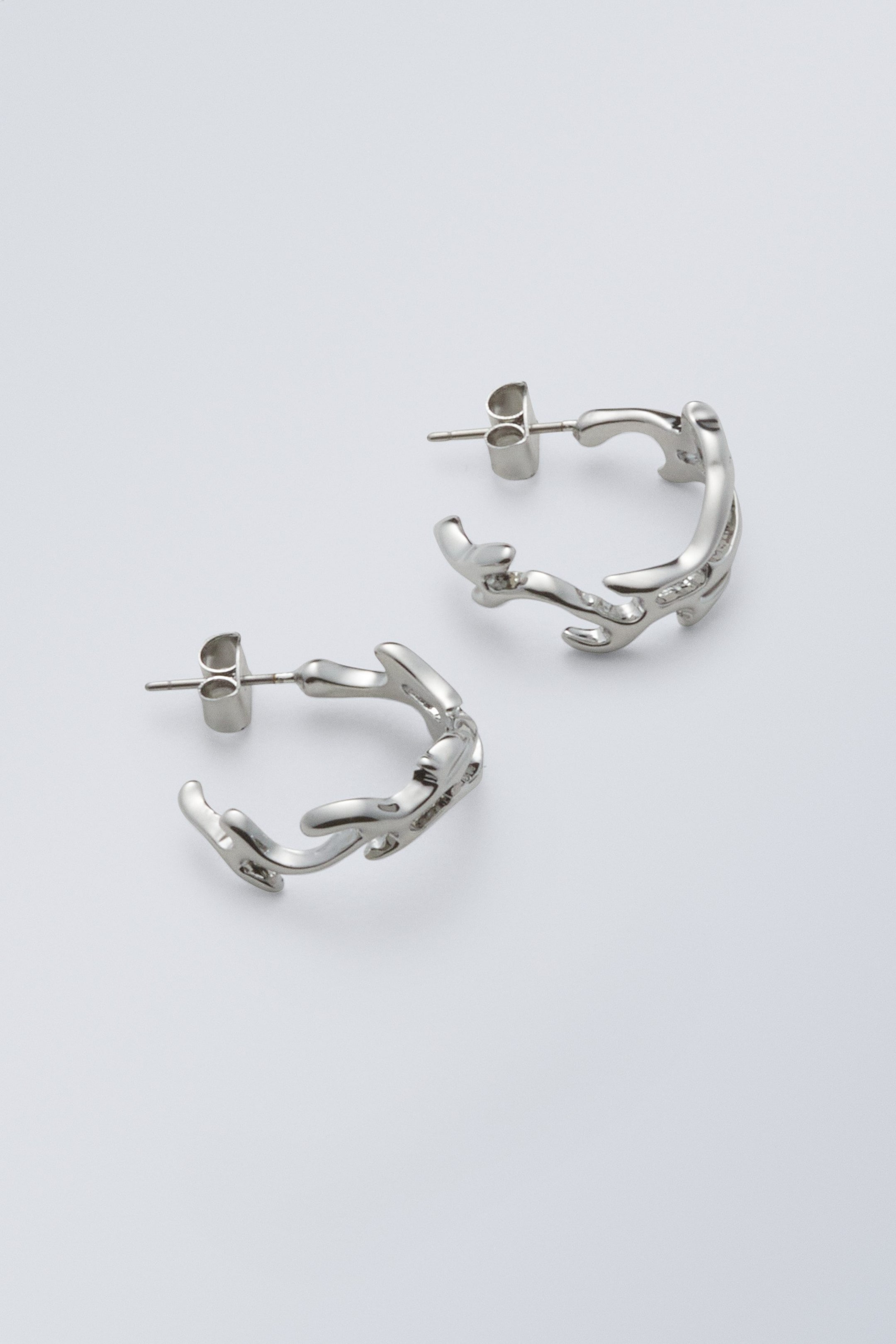 Silver - Asta Mini Hoop Earrings - 0