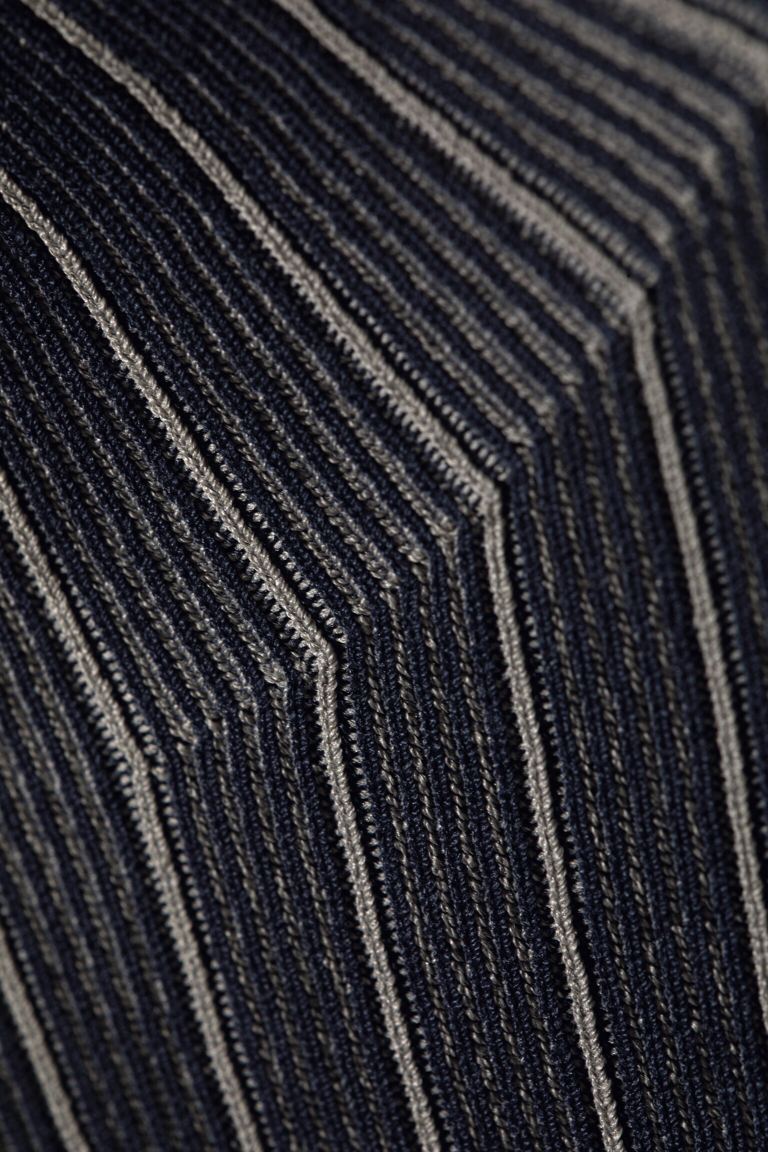 Ribbed Fitted Turtleneck - Dark Blue Stripe - 5