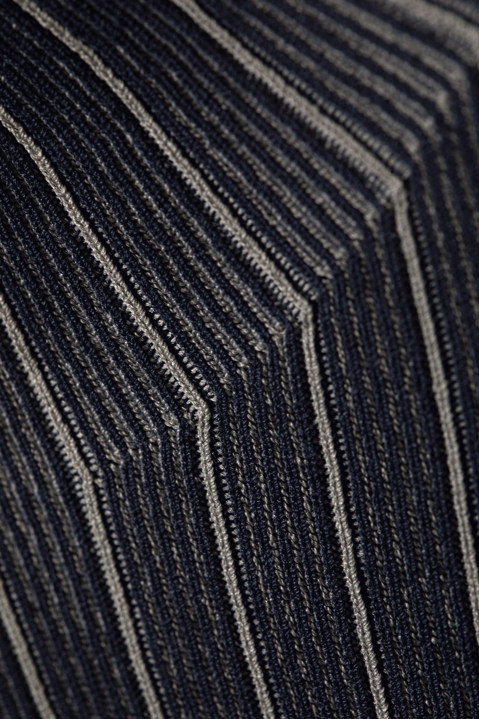Ribbed Fitted Turtleneck - Dark Blue Stripe - 6