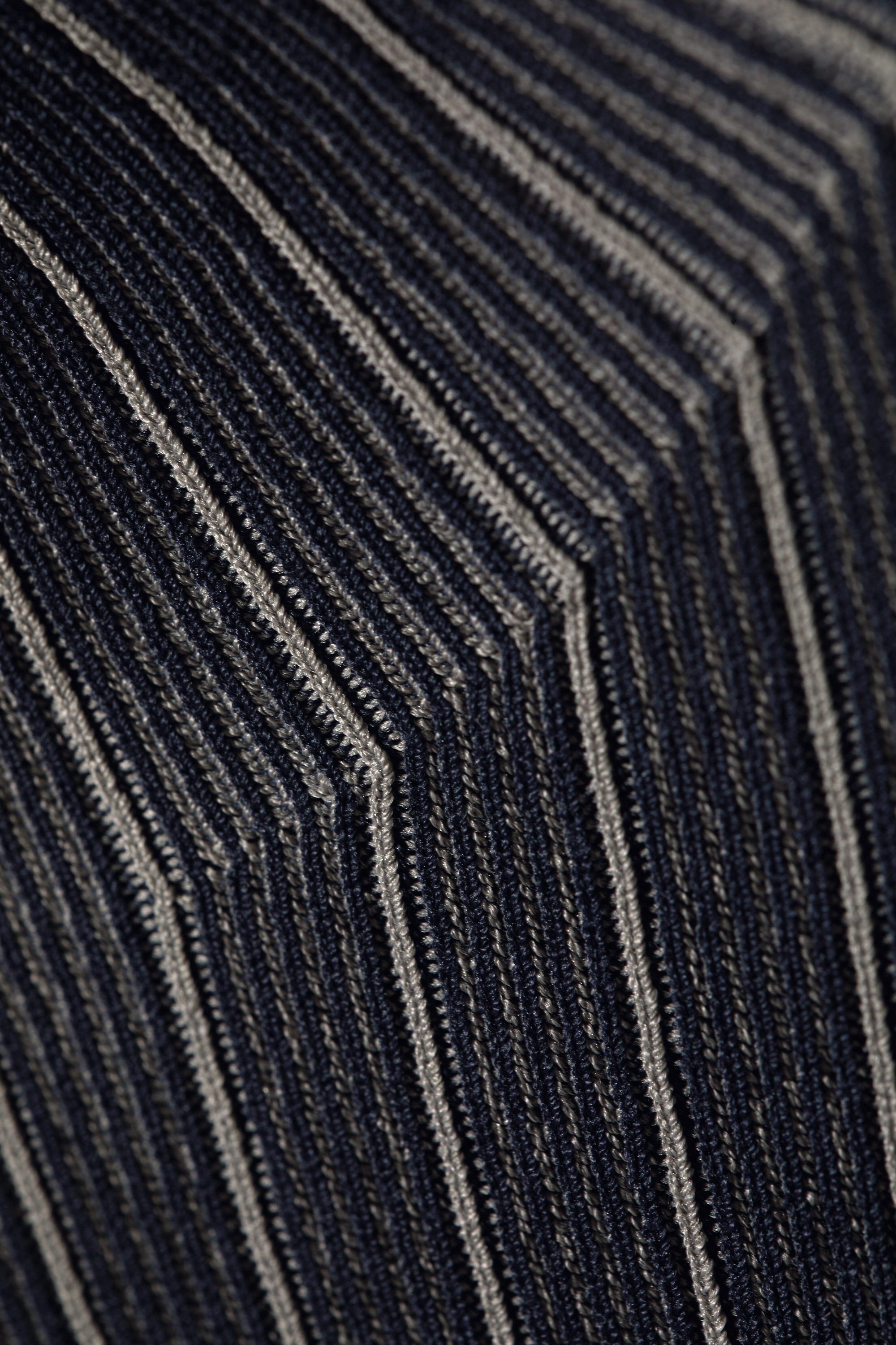 Dunkelblau gestreift - Gerippter, eng anliegender Rollkragenpullover - 4