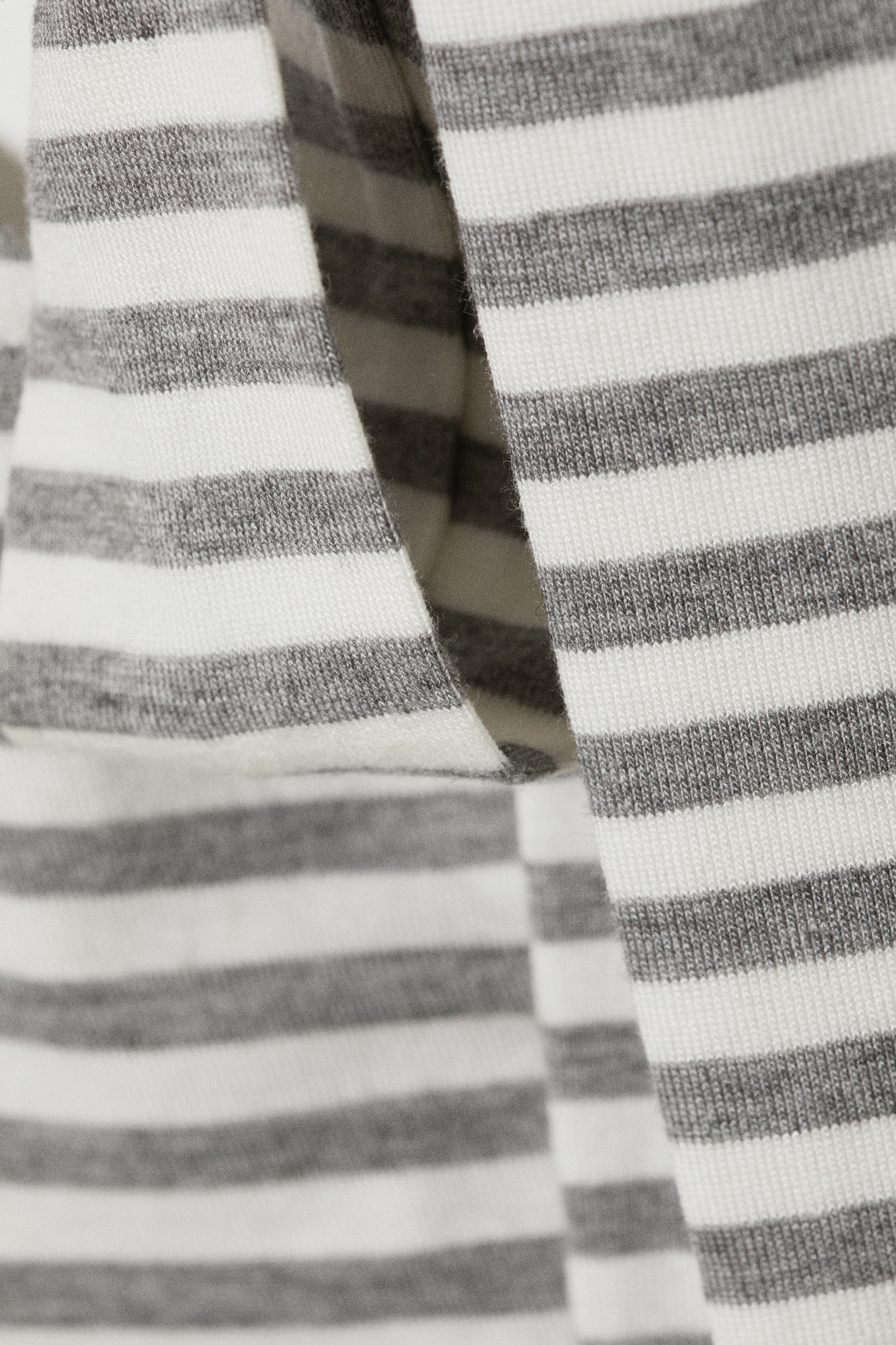 Grey & White Stripe - Lyocell One-shoulder Tie Top - 2