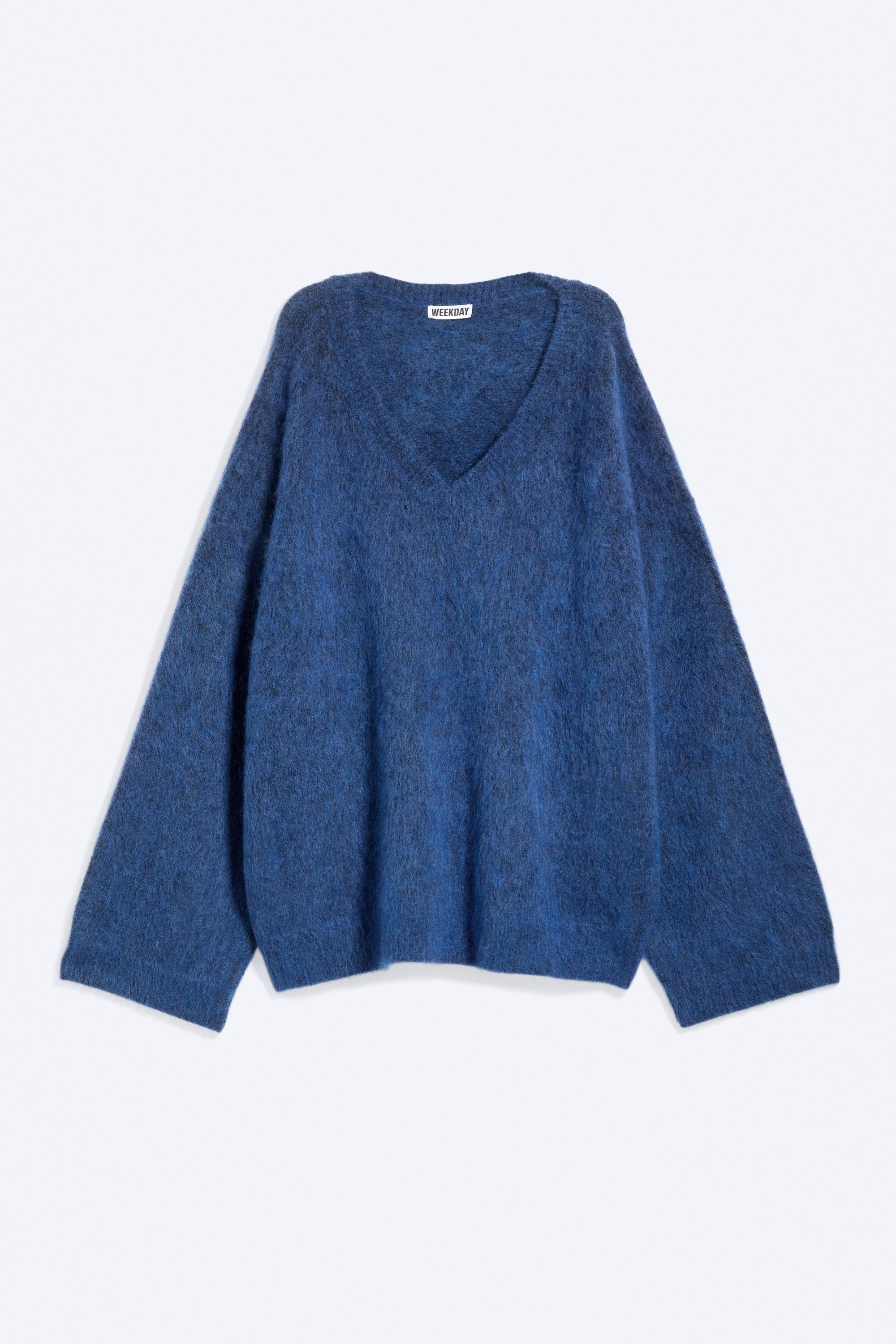 Maglione in misto mohair con scollo a V - Blu/Grigio scuro mélange/Lilla scuro