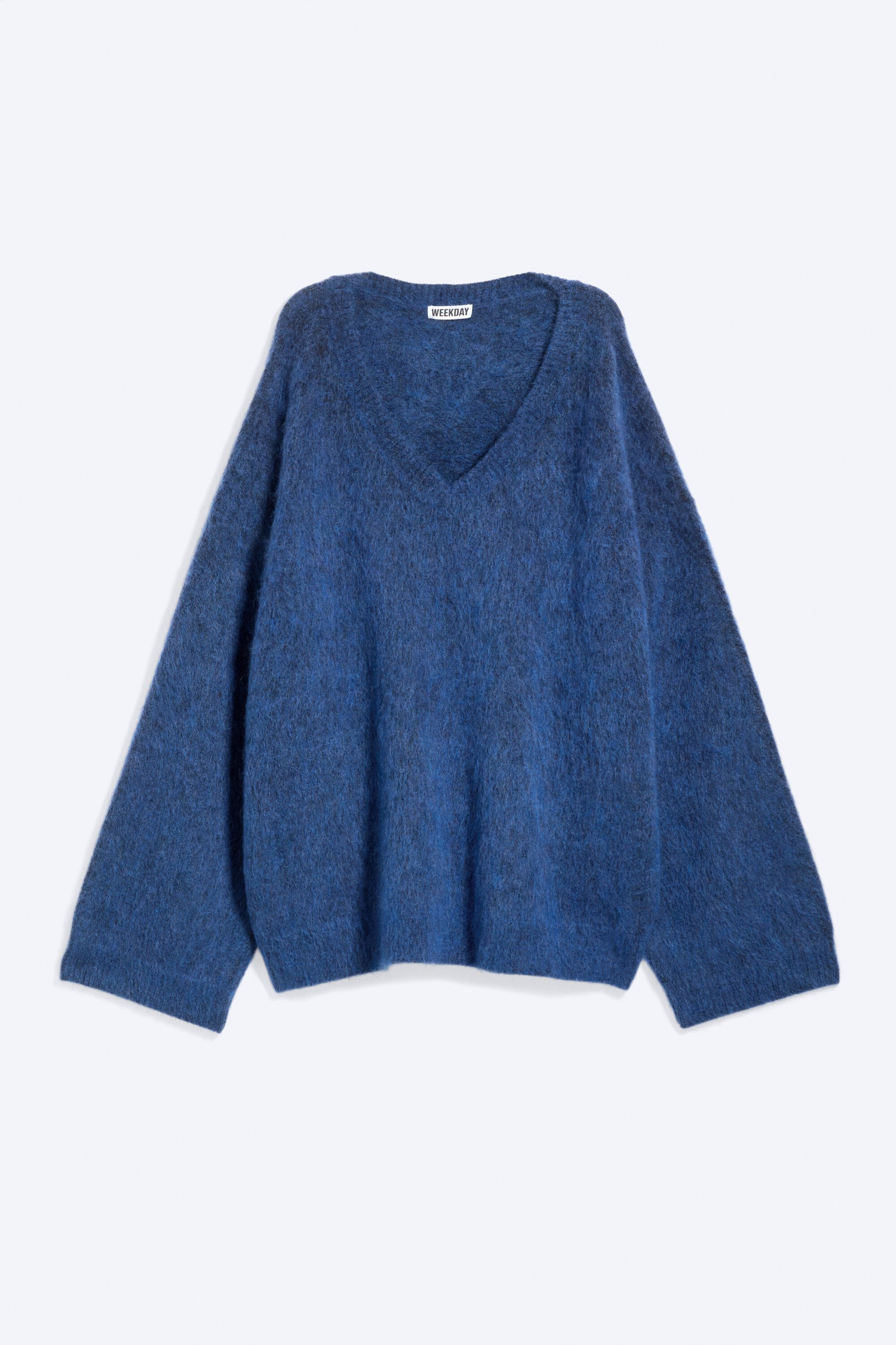 Blue - Mohair-blend V-neck Sweater - 2