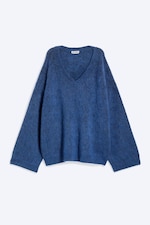 Blue - Mohair-blend V-neck Sweater - 3