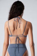 Dusty Blue - Strappy Bikini Top - 2