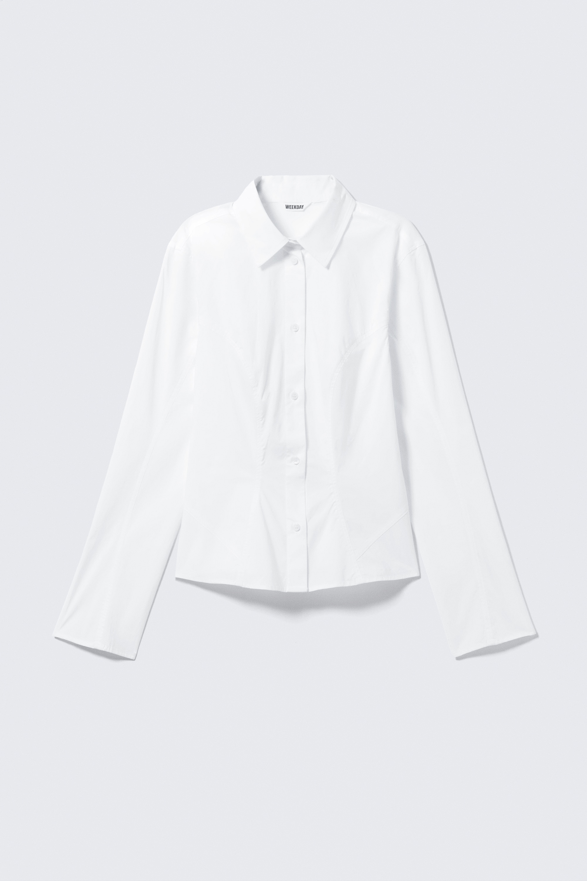 Cămașă din bumbac cu mâneci lungi, croială cambrată - Alb/Negru