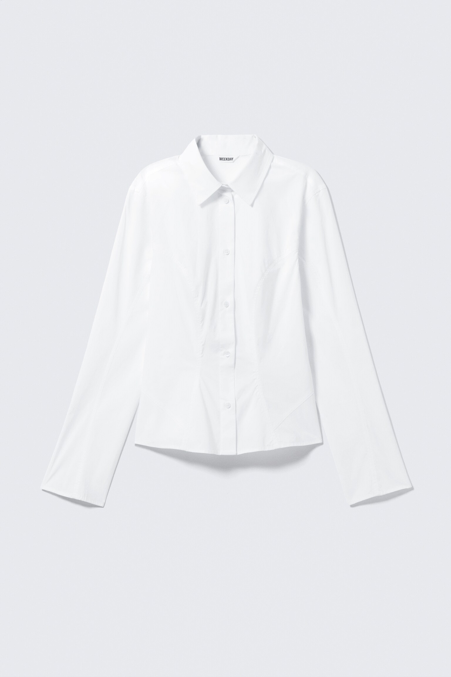 Priliehavá košeľa s dlhým rukávom z bavlny - biela/Čierna - 1