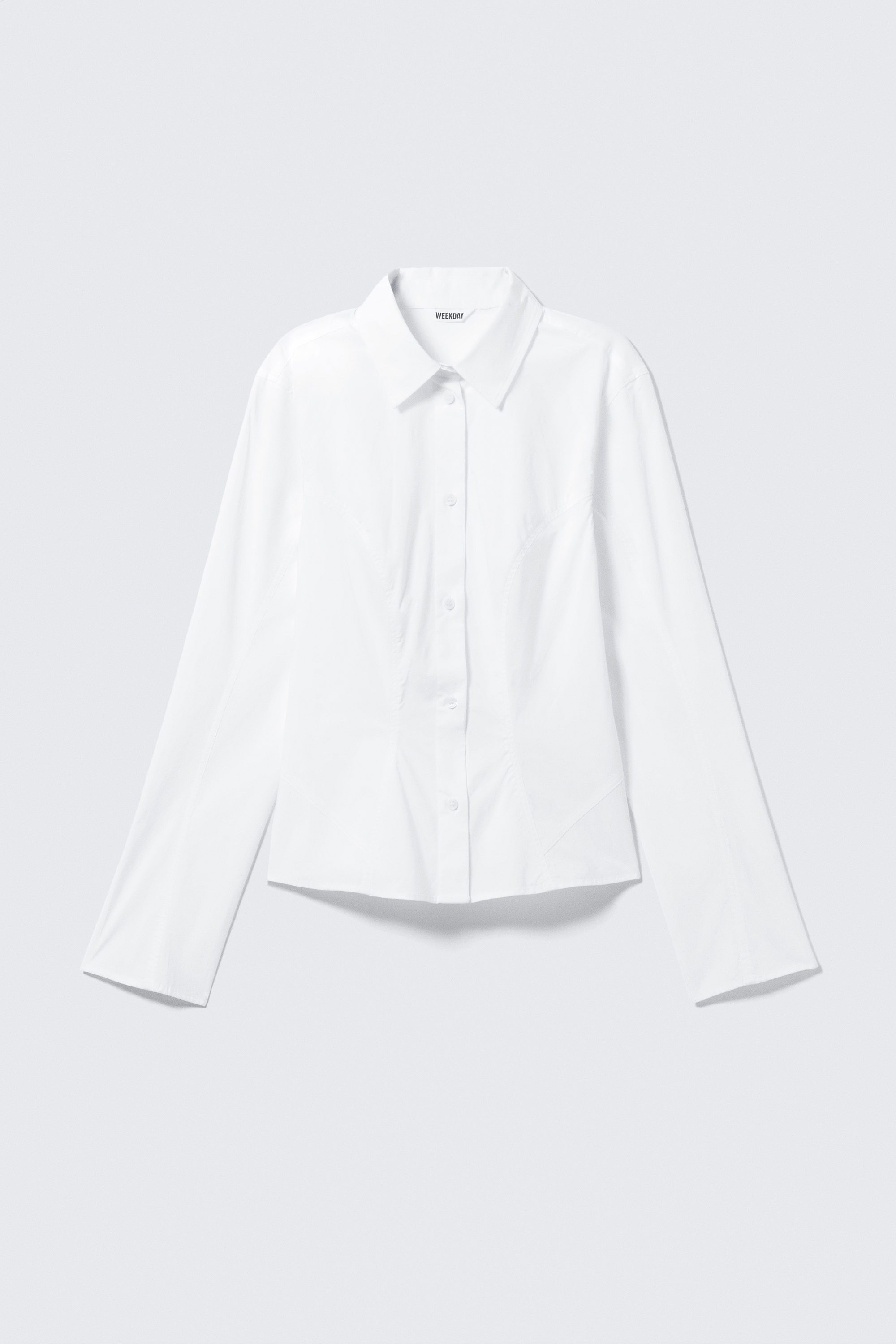 Weiß - Eng anliegendes langärmliges Baumwollhemd - 4